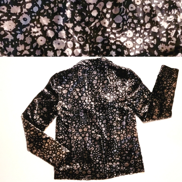 NWOT✨️ Anthropologie Elevenses Velvet Black Silver Grey Blazer Jacket, 2 - Picture 11 of 11